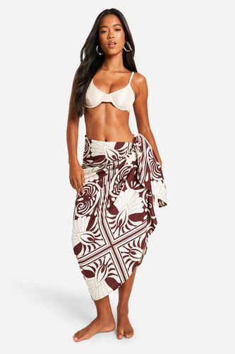 Womens Abstract Wrap Tie Beach Maxi Skirt - - L - boohoo - Modalova