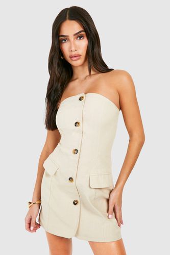 Womens Petite Linen Bandeau Blazer Dress - - 10 - boohoo - Modalova