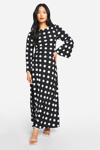 Womens Petite Polkadot Print Flare Sleeve Maxi Dress - - 10 - boohoo - Modalova