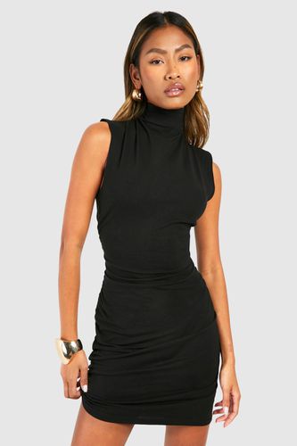 Womens Premium Super Soft Funnel Neck Ruched Mini Dress - - 10 - boohoo - Modalova