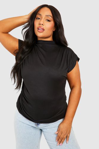 Womens Plus Super Soft Ruched Drape Front T-shirt - - 20 - boohoo - Modalova