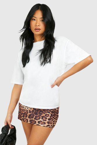 Womens Petite Leopard Print Bengaline Micro Mini Skirt - - 10 - boohoo - Modalova