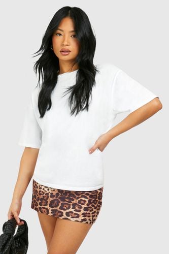 Womens Petite Leopard Print Bengaline Micro Mini Skirt - - 10 - boohoo - Modalova