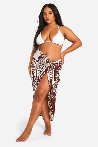Womens Plus Abstract Wrap Tie Beach Maxi Skirt - - 24 - boohoo - Modalova