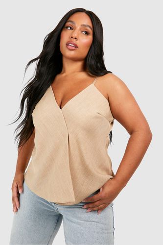 Womens Plus Linen Look Longline Cami Top - - 26 - boohoo - Modalova