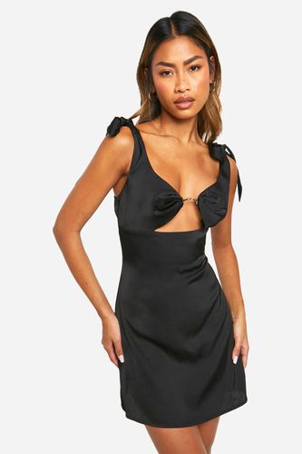 Womens Satin Tie Strap Mini Dress - - 12 - boohoo - Modalova