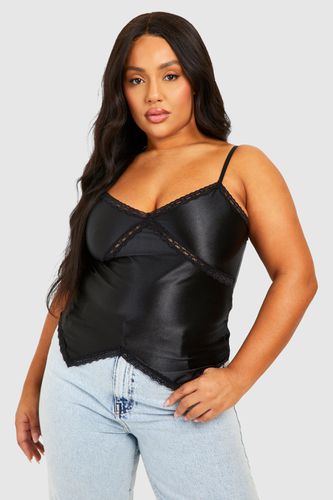 Womens Plus Stretch Satin Lace Cami Top - - 28 - boohoo - Modalova