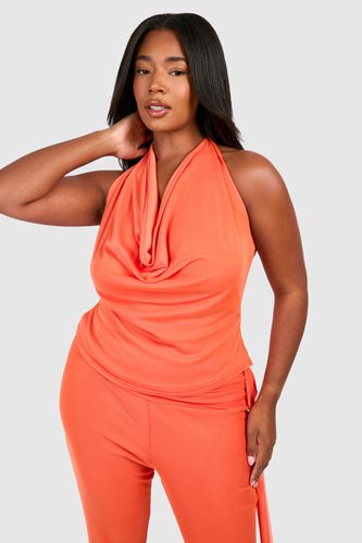 Womens Plus Cowl Neck Halter Top - - 16 - boohoo - Modalova