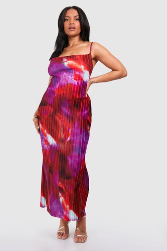 Womens Plus Abstract Print Cowl Neck Plisse Maxi Dress - - 16 - boohoo - Modalova