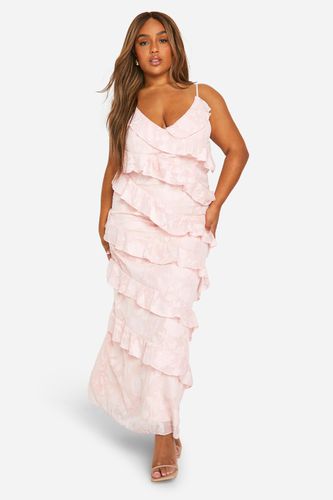 Womens Plus Textured Ruffle Asymmetric Maxi Dress - - 18 - boohoo - Modalova