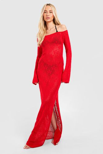 Womens Tall Bardot Floral Crochet Maxi Dress - - 16 - boohoo - Modalova