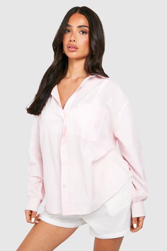 Womens Petite Cotton Oversized Striped Shirt - - 10 - boohoo - Modalova
