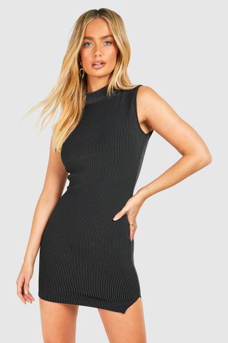 Womens Pinstripe High Neck Mini Dress - - 14 - boohoo - Modalova