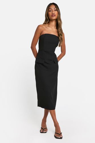 Womens Bandeau Tailored Column Tailored Midi Dress - - 10 - boohoo - Modalova