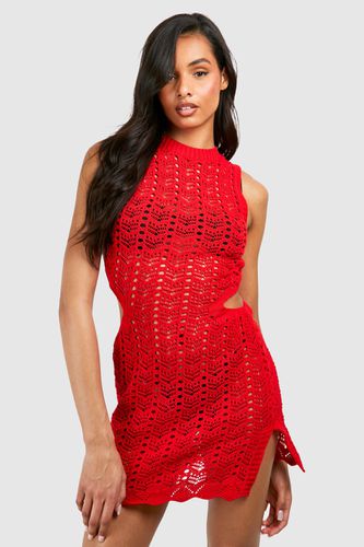 Womens Tall Crochet Cut Out Detail Mini Dress - - 12 - boohoo - Modalova