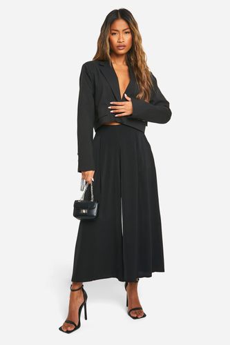 Womens Pleated Wide Leg Culotte - - 10 - boohoo - Modalova