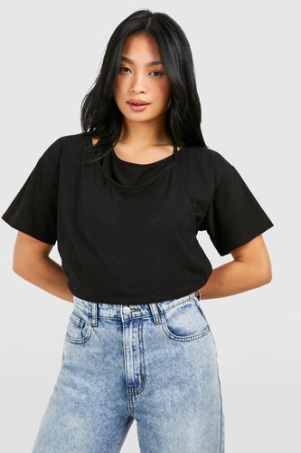 Womens Petite Double Layer Cotton T-shirt - - 16 - boohoo - Modalova