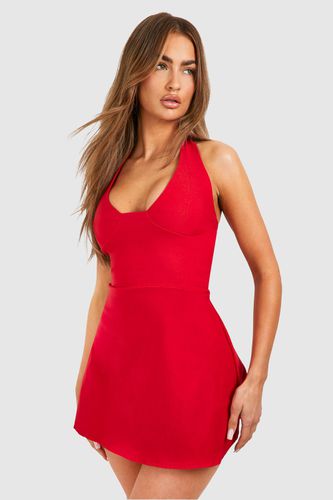 Womens Bengaline Plunge A-line Mini Dress - - 18 - boohoo - Modalova