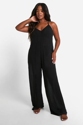 Womens Plus Strappy Cheesecloth Wide Leg Beach Jumpsuit - - 16 - boohoo - Modalova