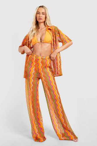 Womens Tall Zig Zag Crochet Beach Trousers - - 14 - boohoo - Modalova