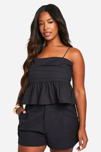 Womens Plus Cotton Poplin Ruched Top - - 20 - boohoo - Modalova