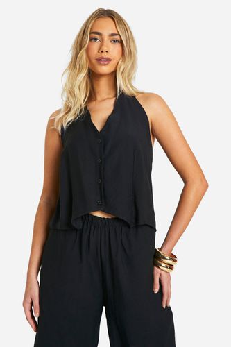 Womens Linen Look Relaxed Fit Tie Back Waistcoat - - 14 - boohoo - Modalova