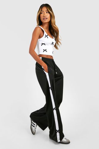 Womens Tricot Bow Detail Straight Leg Jogger - - L - boohoo - Modalova