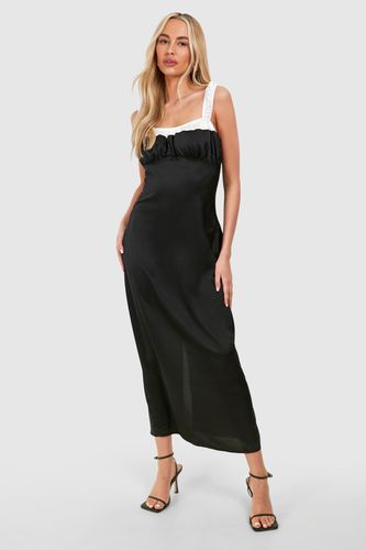 Womens Tall Satin Contrast Detail Midaxi Dress - - 10 - boohoo - Modalova
