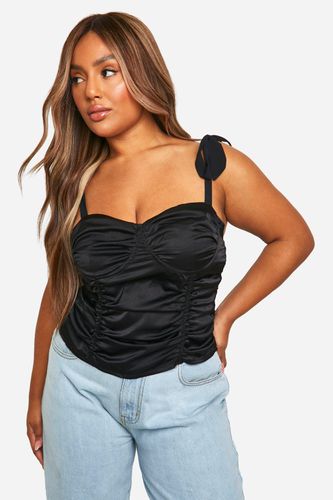 Womens Plus Tie Shoulder Ruched Body Corset Top - - 18 - boohoo - Modalova