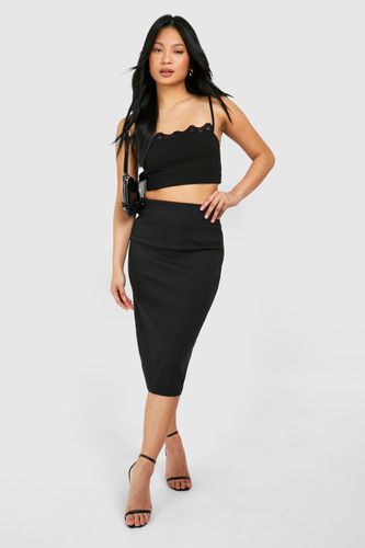 Womens Petite Woven Stretch Midi Skirt - - 12 - boohoo - Modalova