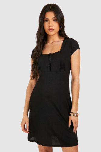 Womens Maternity Ribbed Milkmaid Mini Smock Dress - - 16 - boohoo - Modalova