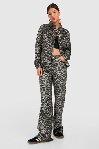 Womens Leopard Print Denim Jacket - - 10 - boohoo - Modalova