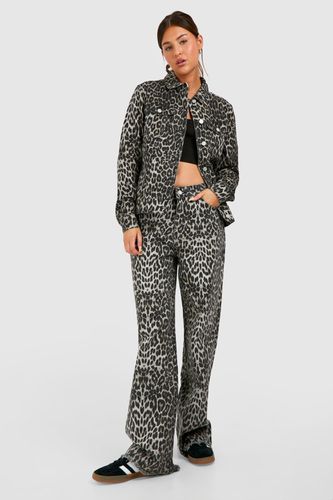 Womens Leopard Print Denim Jacket - - 12 - boohoo - Modalova