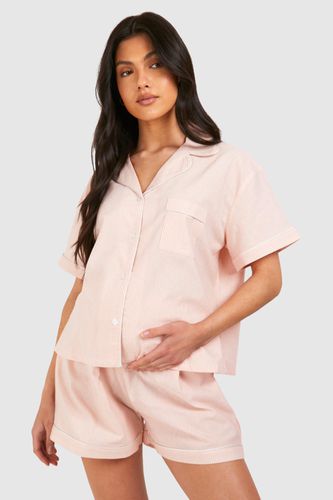 Womens Maternity Cotton Stripe Short Sleeve Pyjama Set - - 10 - boohoo - Modalova