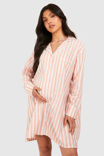 Womens Maternity Cotton Stripe Button Down Night Shirt - - 10 - boohoo - Modalova