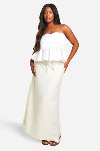 Womens Plus Tie Front Linen Look Maxi Skirt - - 28 - boohoo - Modalova