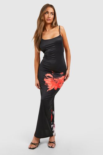 Womens Floral Slinky Low Back Maxi Dress - - 10 - boohoo - Modalova