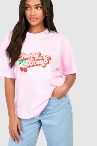 Womens Cherry Bomb Printed Oversized T-shirt - - L - boohoo - Modalova