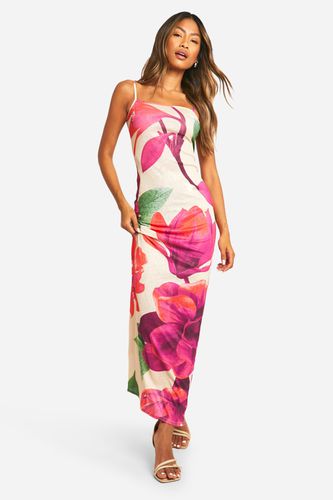 Womens Floral Sheer Print Maxi Dress - - 10 - boohoo - Modalova