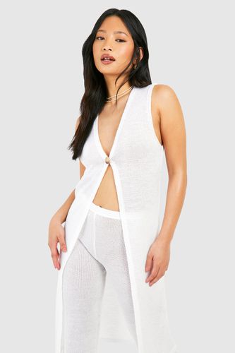 Womens Petite Sheer Knit Long Line Cardigan - - L - boohoo - Modalova