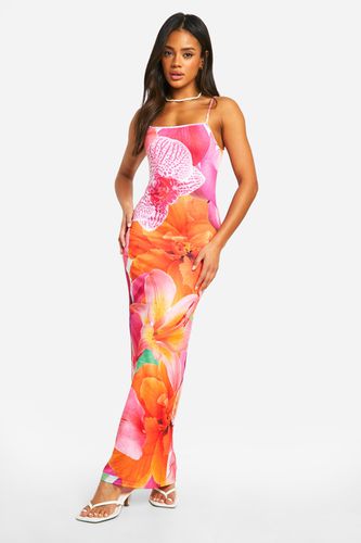 Womens Floral Print Strappy Maxi Dress - - 14 - boohoo - Modalova