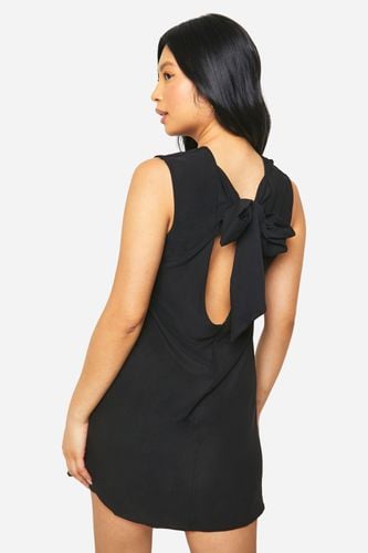 Womens Petite Bow Detail Open Back Sleeveless Mini Dress - - 10 - boohoo - Modalova