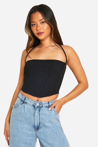 Womens Rib Square Halterneck Dip Hem Corset - - 16 - boohoo - Modalova