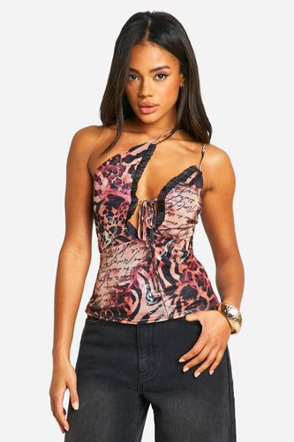 Womens Mesh Cut Out Asymmetric Cami - - 6 - boohoo - Modalova