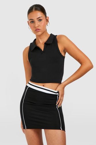 Womens Active Fabric Collared Sleeveless Crop Top - - XL - boohoo - Modalova