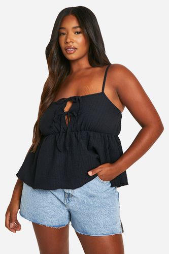 Womens Plus Textured Tie Front Cami Top - - 24 - boohoo - Modalova