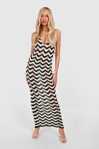 Womens Tall Knitted Stripe Halterneck Maxi Dress - - 12 - boohoo - Modalova