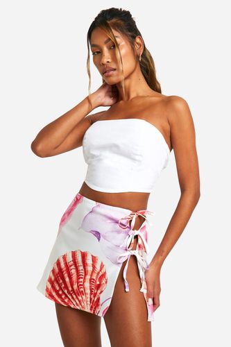 Womens Side Bow Tie Floral Mini Skirt - - 16 - boohoo - Modalova
