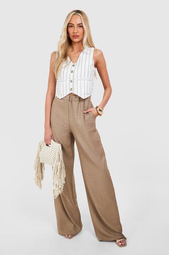 Womens Tall Linen Look Wide Leg Trousers - - 16 - boohoo - Modalova