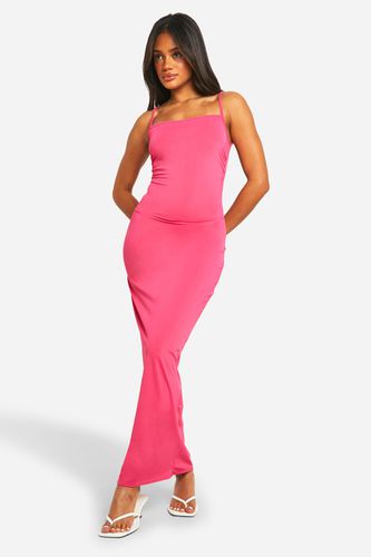 Womens Premium Matt Slinky Strappy Rouche Side Maxi Dress - - 16 - boohoo - Modalova